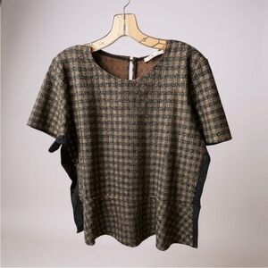 Zara Black and Brown Checkered Blouse